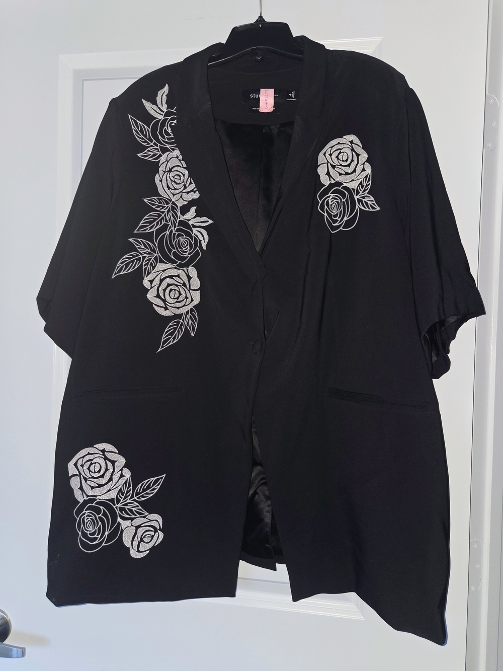 torrid Black Floral Embroidered Open Blazer